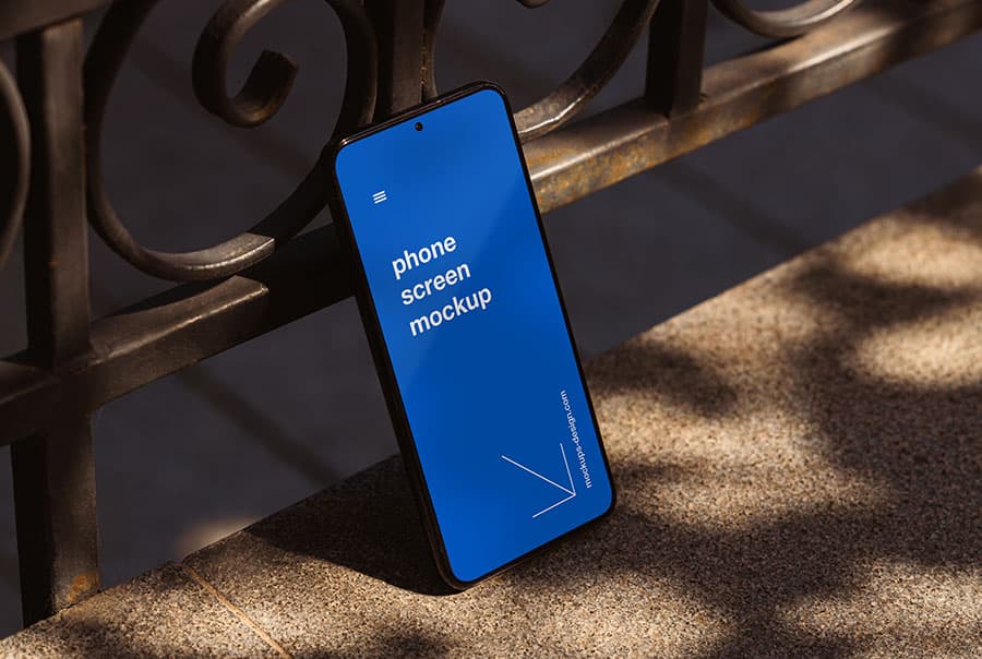 Smartphone on the ground mockup