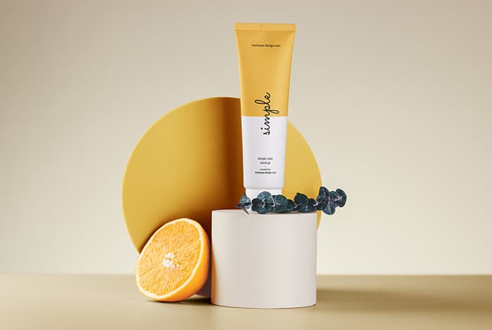 Cosmetic tube on podium mockup