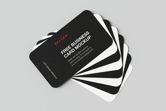 Rounded 3,5×2 in rounded business card mockup