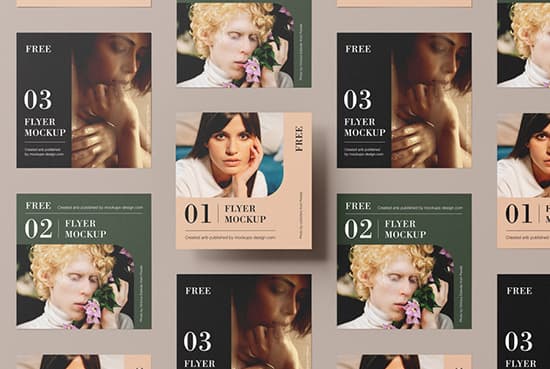 Square flyers grid mockup