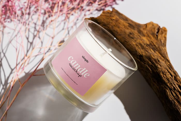 Candle in glass mockup