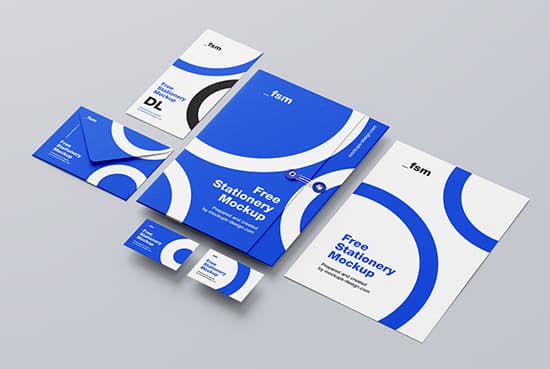 Stationery with string folder mockup