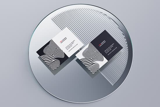 Business cards on a mirror mockup