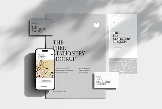 Clean stationery mockup with shadows