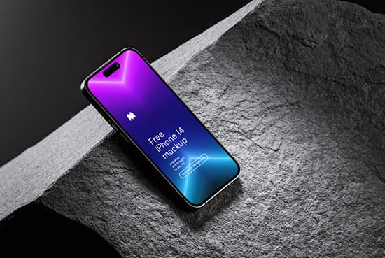 iPhone on rock mockup