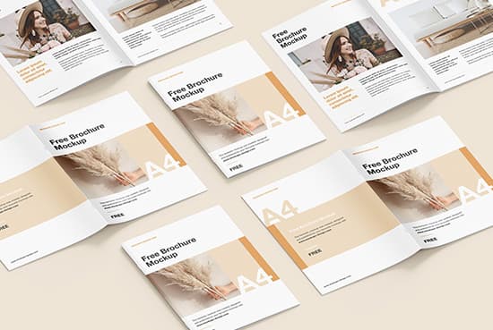 Customizable A4 brochure grid mockup