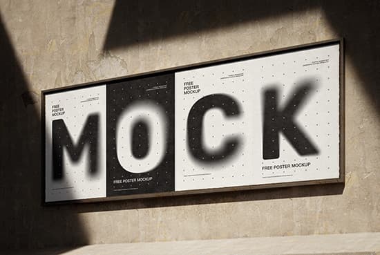 Four posters in metal frame mockup