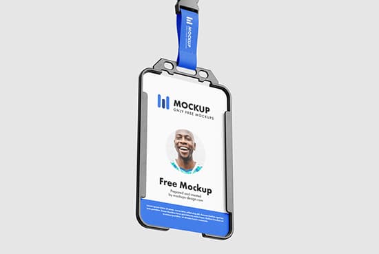 Free plastic ID holder mockup