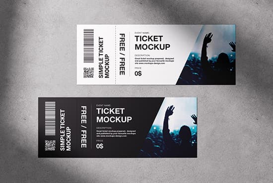 Tickets on concrete background mockup