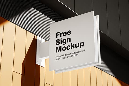 Square metal sign mockup