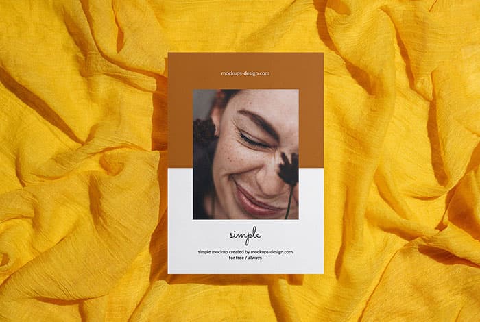 A6 Flyer with yellow farbic mockup