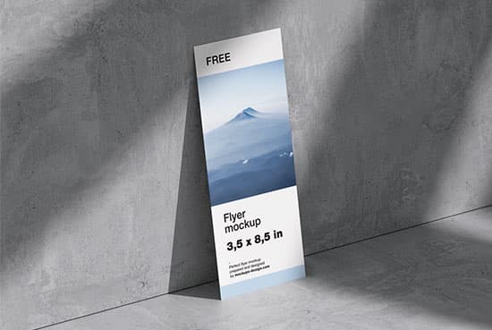 3,5” x 8,5” flyer on concrete mockup