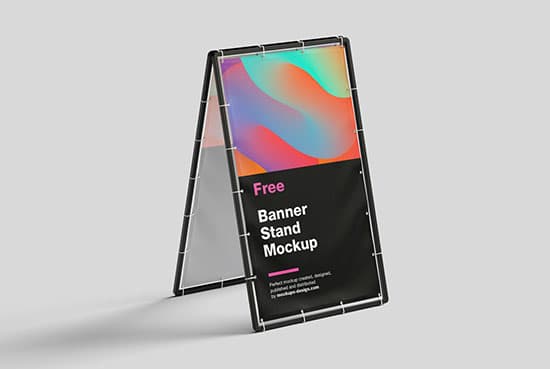 Metal banner stand mockup