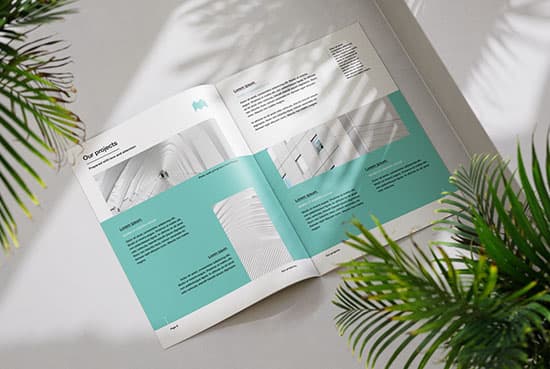 Sunny scene with A4 brochure mockup