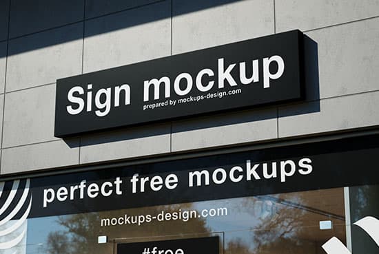 Sign with glass exposition mockup