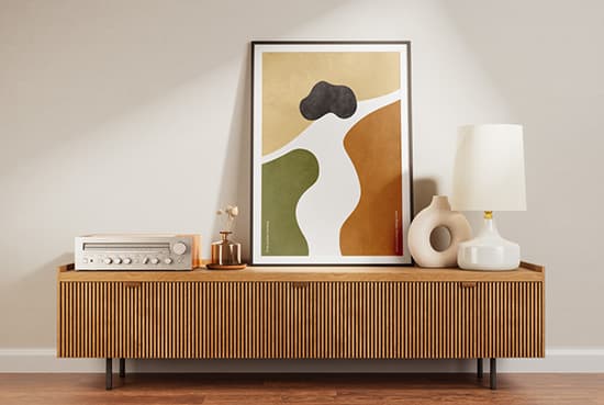 Poster on dresser mockup