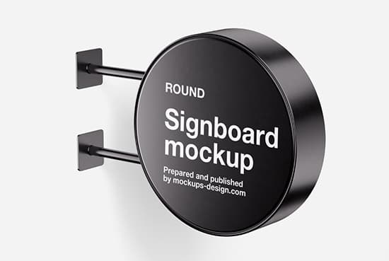 Round signboard mockup