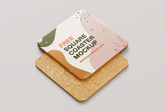 Free square coaster mockup