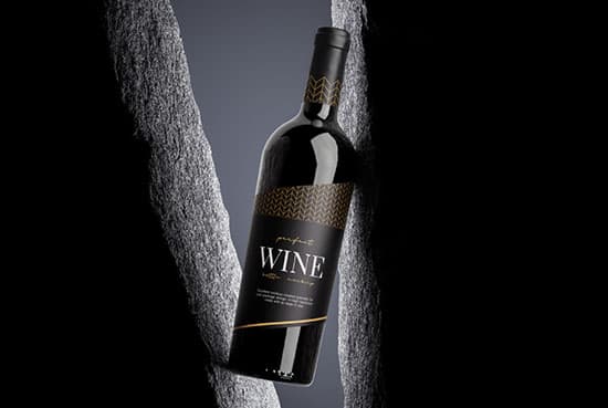 Wine bottle on the rock mockup