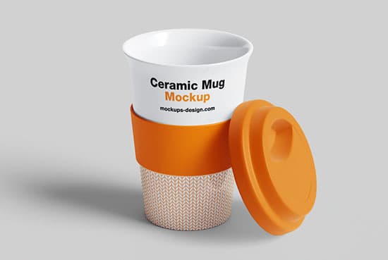 Mug with rubber band mockup