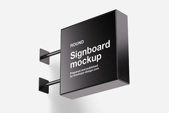 Square signboard mockup