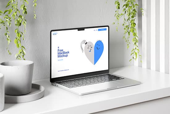 MacBook on dresser mockup