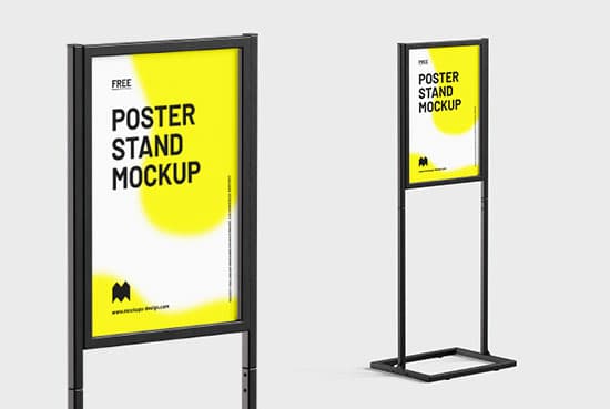 Poster metal frame stand mockup