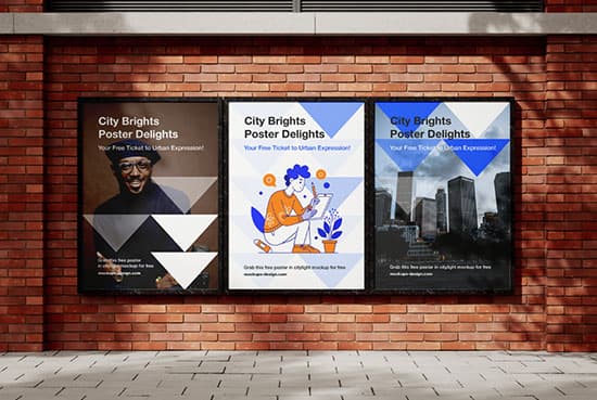 Citylight on the brick wall mockup