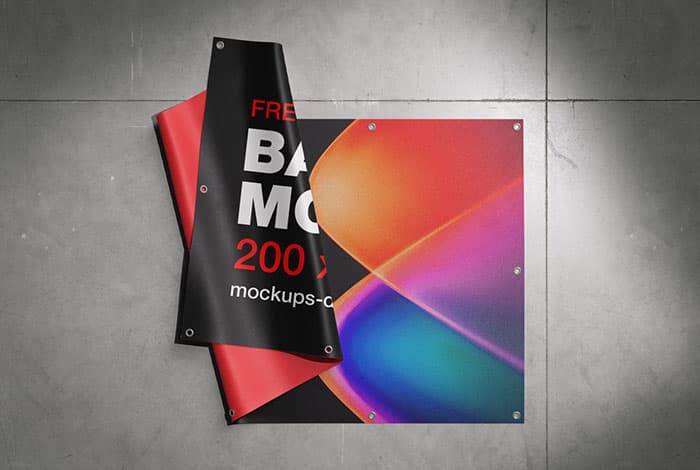 Banner on the floor mockup