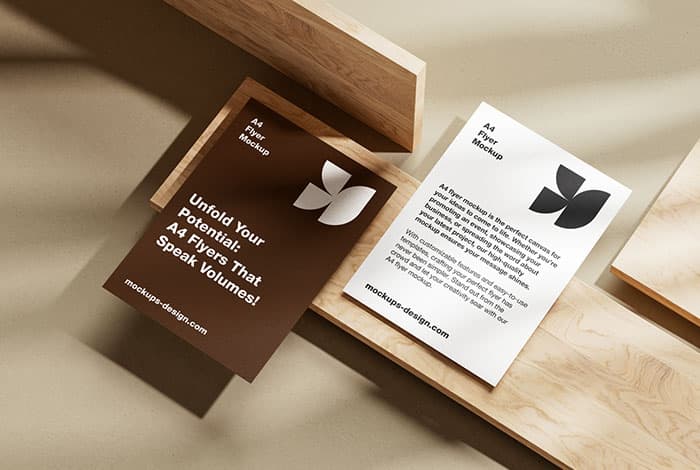A4 flyer on wood mockup