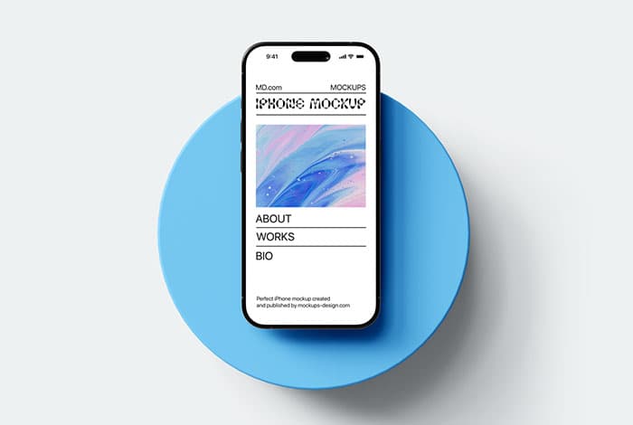 iPhone 15 on podium mockup