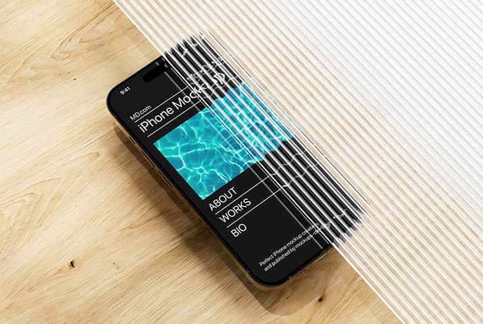iPhone 15 with glass mockup