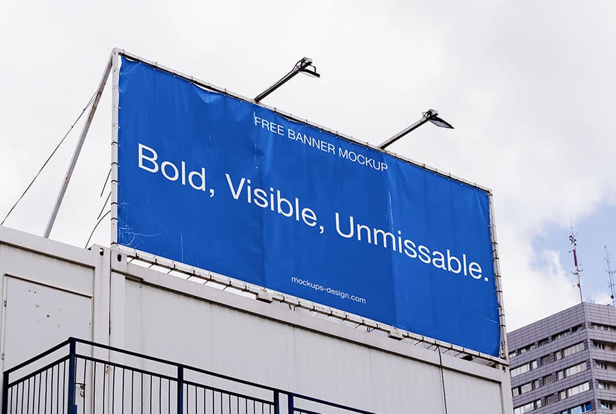 Banner on the top of the building mockup