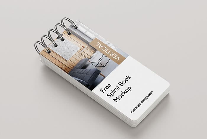 Free vertical spiral brochure mockup