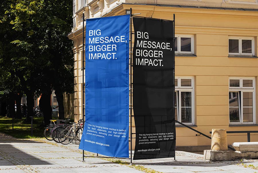 Urban banner construction mockup