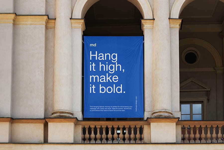 Classic hanging banner mockup