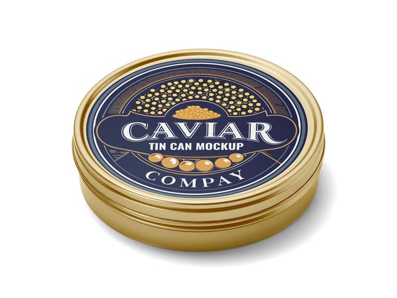 Free Black Caviar Mockup in Tin Can PSD