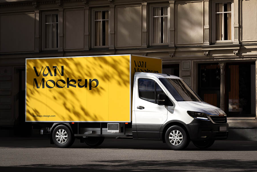 Box body delivery van mockup