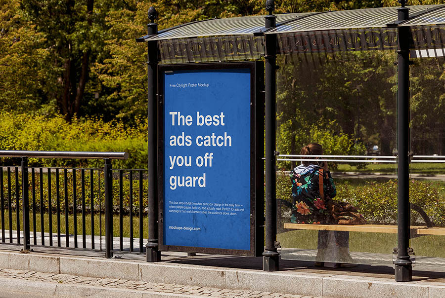 Bus stop citylight poster mockup
