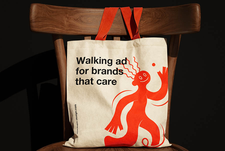 Canvas tote bag on chair mockup