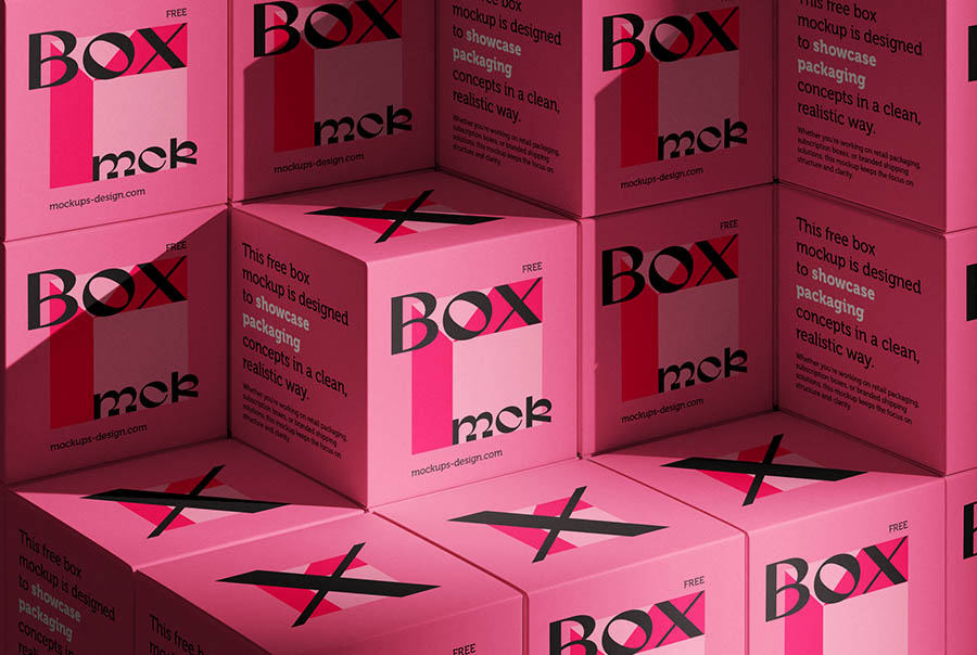 Clean stacked box mockup