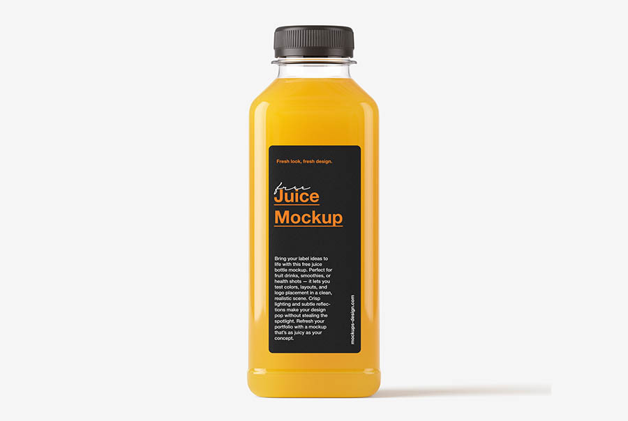 Clear juice bottle mockup