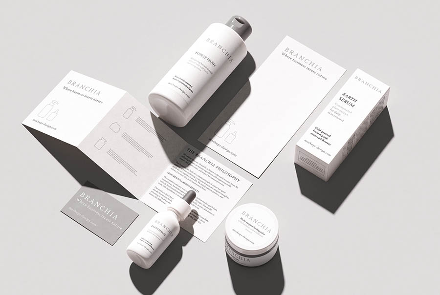 Cosmetic brand identity scene mockup