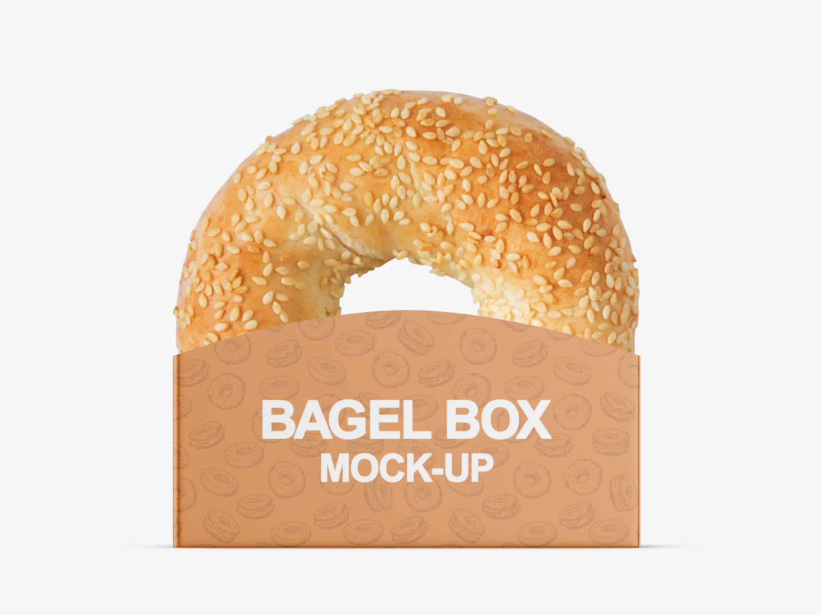 Free bagel mockup with paper packaging box