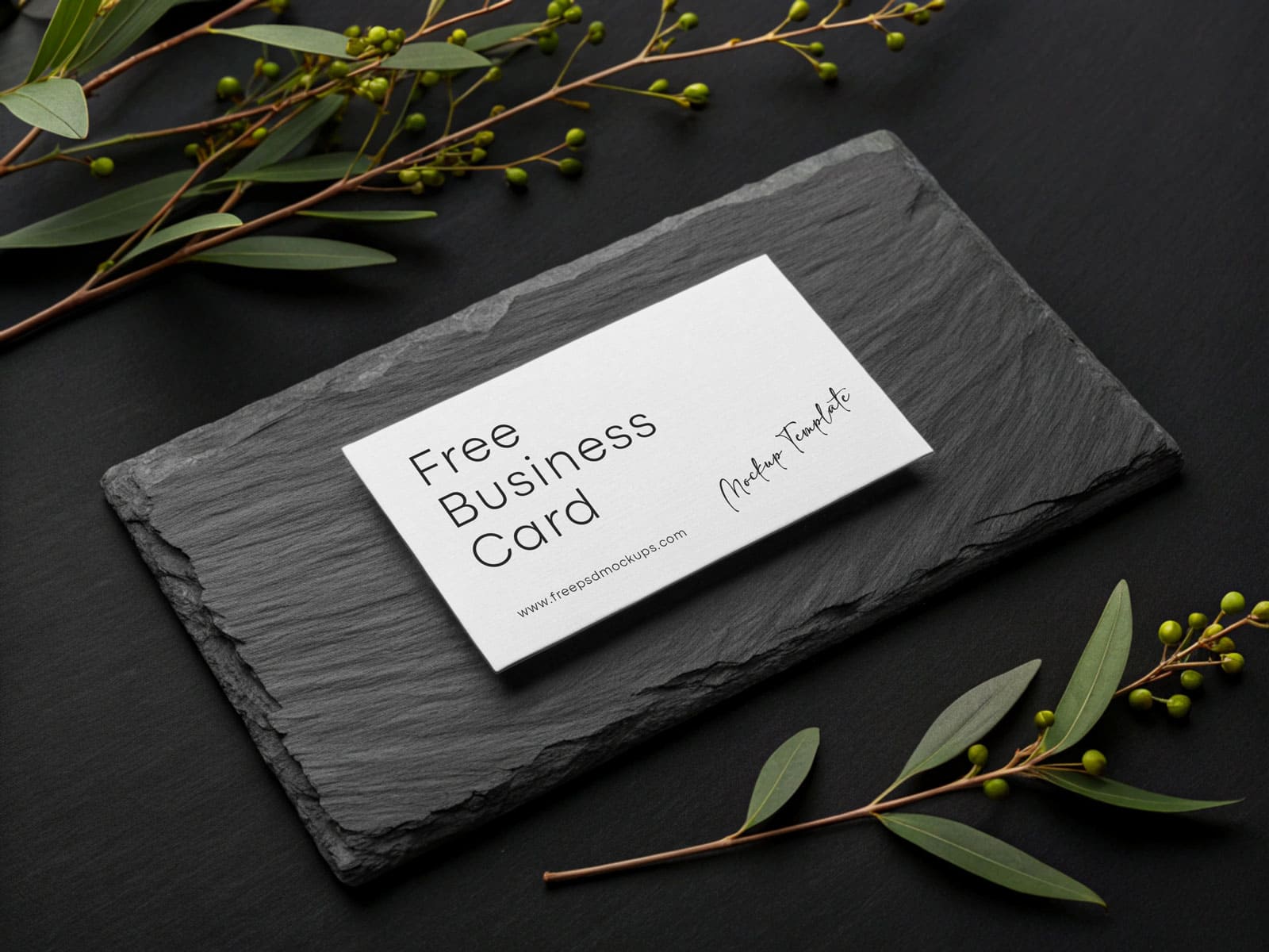 Free Business Card on Stone Mockup