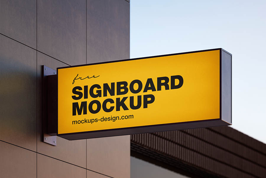 Free modern signboard mockup