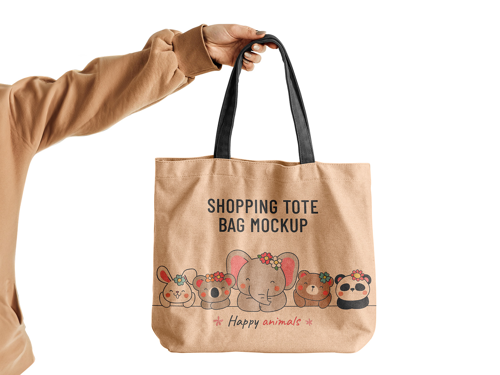 Free shopping tote bag mockup