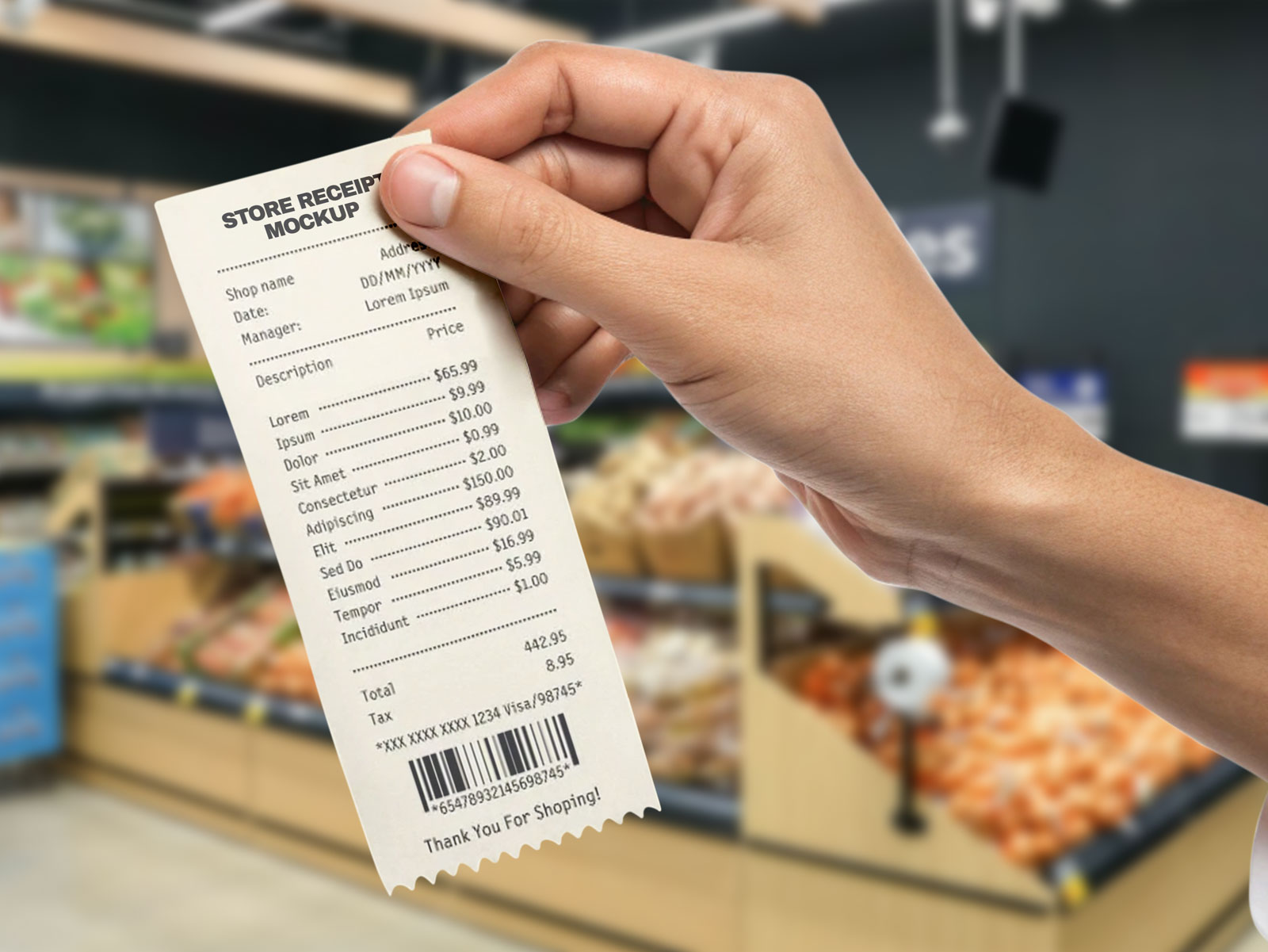Free store receipt mockup
