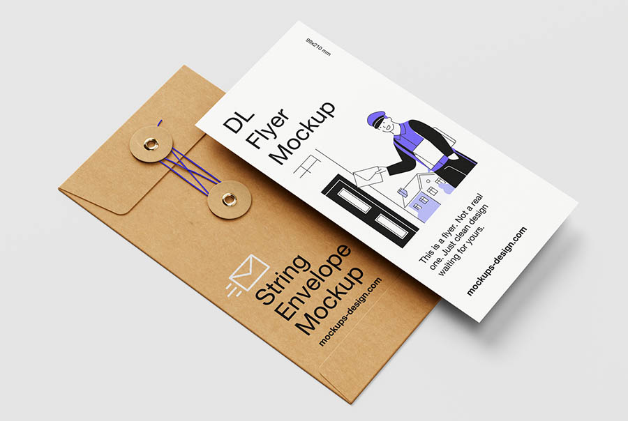 Minimal string envelope mockup