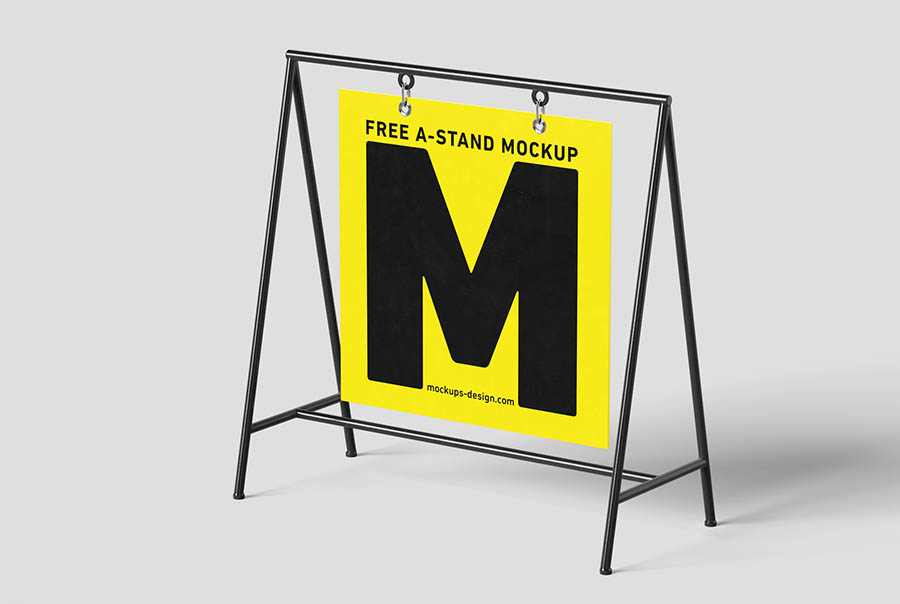 Modern hanging A-stand mockup
